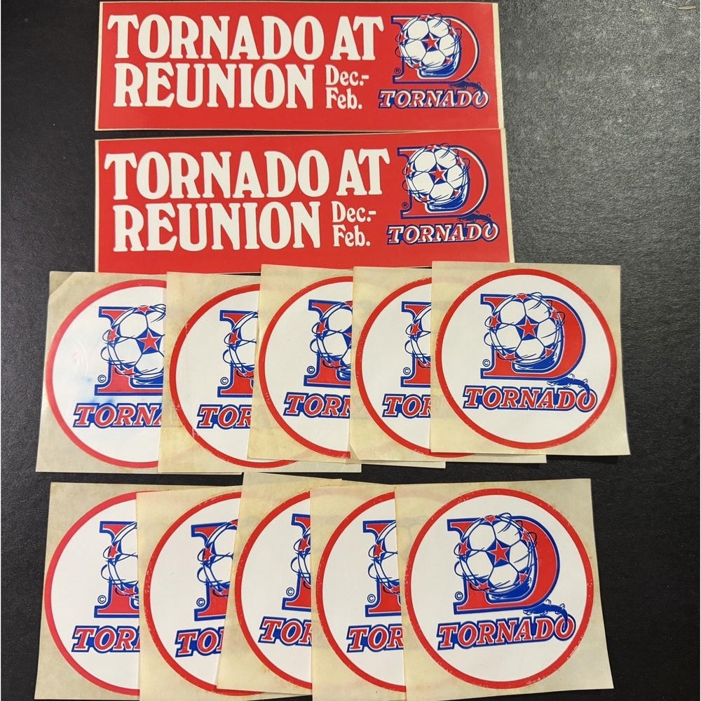 Vintage Dallas Tornado NASL Soccer Stickers Lot (12) Reunion Arena Decals NOS